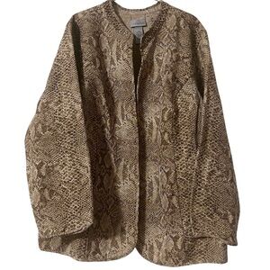 NWT Catherine's Women's Plus Animal Snake Print Open Jacket 22-24W Layering Chic